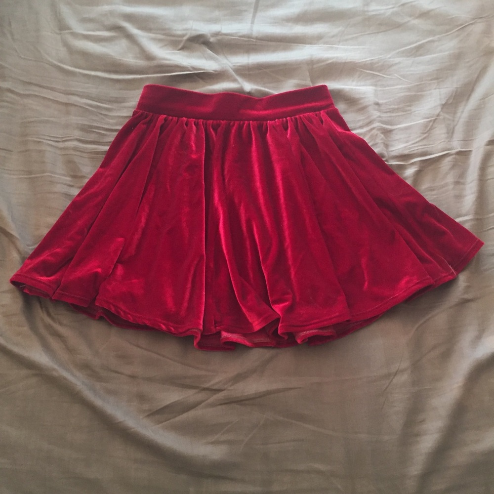 Red velvet skirt