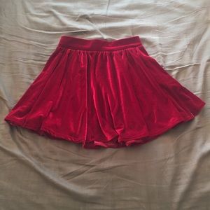 Red velvet skirt