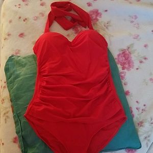 red bathing suit