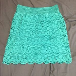 Turquoise crochet laced skirt