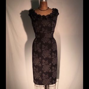 London Times 2-tone rose-print jacquard sheath