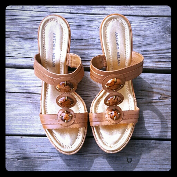ANTONIO MELANI Shoes - Antonio Melani Leather Cork Wedges Sz 8.5