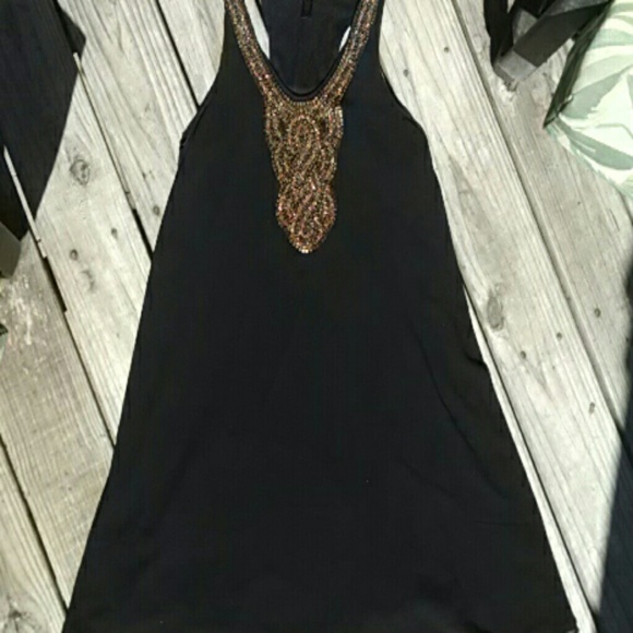Black and Gold Shift Dress Medium - Picture 1 of 2