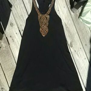 Black and Gold Shift Dress Medium