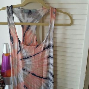Tie-dye pink grey and blue maxi dress