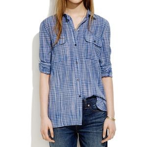 Madewell button up shirt in indigo weave