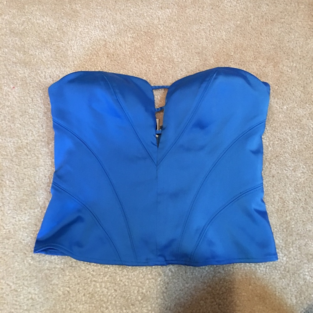 Blue silk tube top