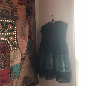 YA Los Angeles black lace strapless mini dress