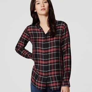 Loft plaid ruffled blouse