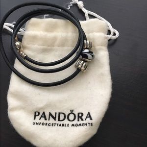 Black leather Pandora bracelet