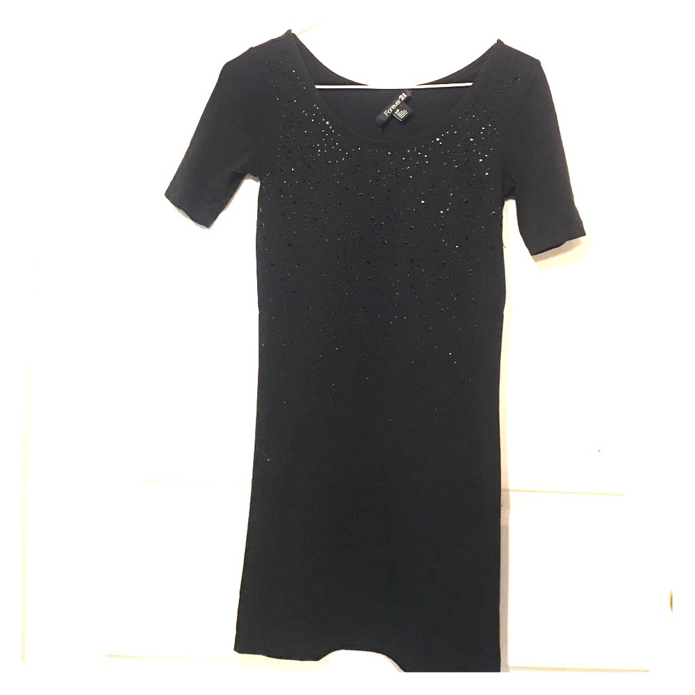 Short sleeve black cocktail dress
