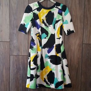 Vince Camuto half sleeve structured pleated dress