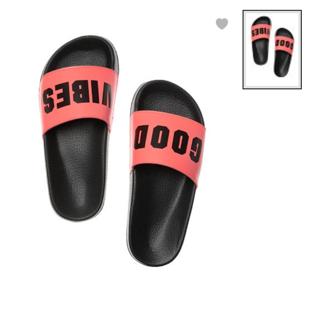 Good vibes Victoria secret pink slides