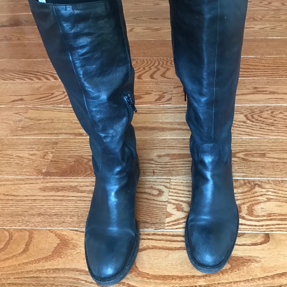 Black leather boots