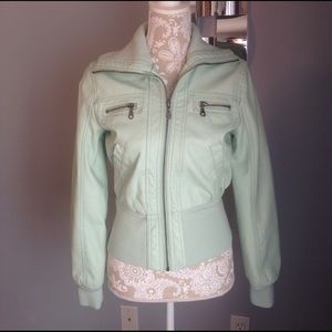 Mint green faux leather jacket