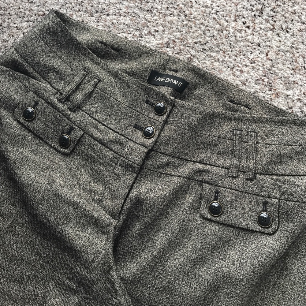 Wide Leg Lane Bryant Trousers, Black & Tan ❤ 16