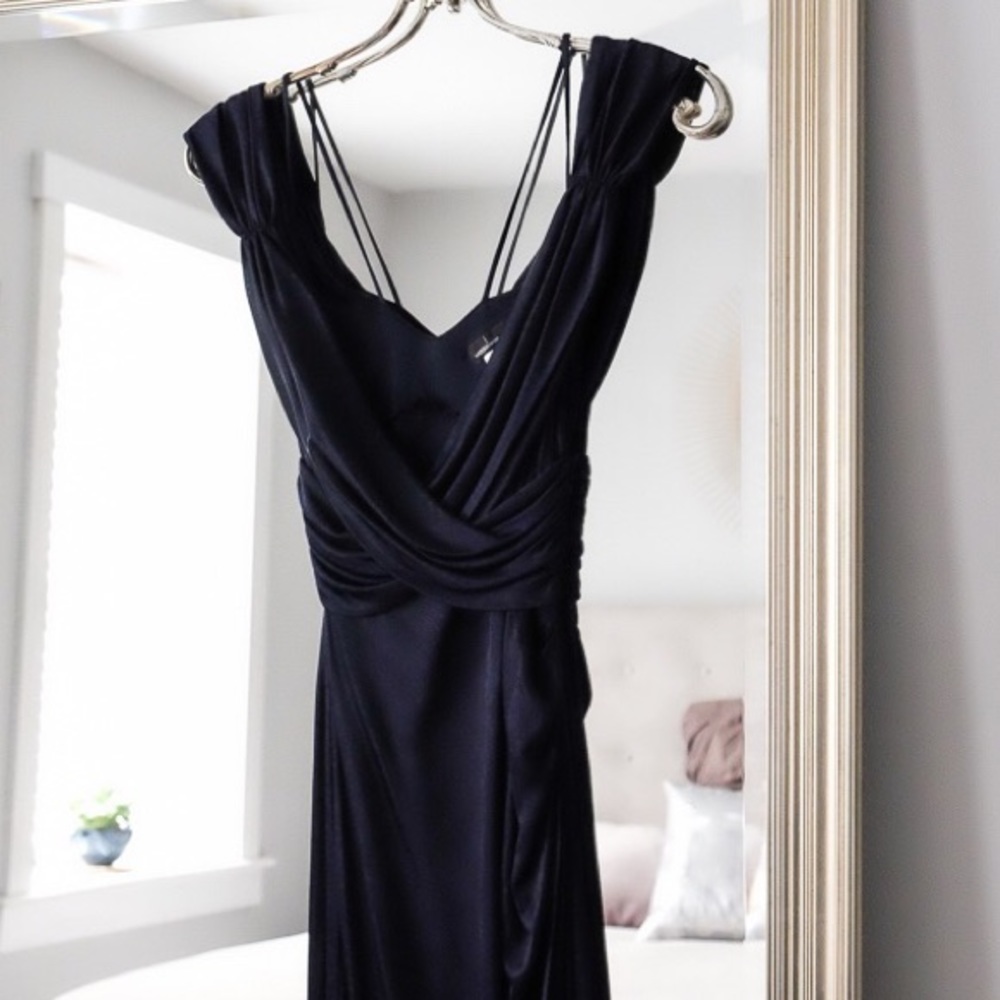 Victoria's Secret Blue Satin Cap-Sleeve Dress