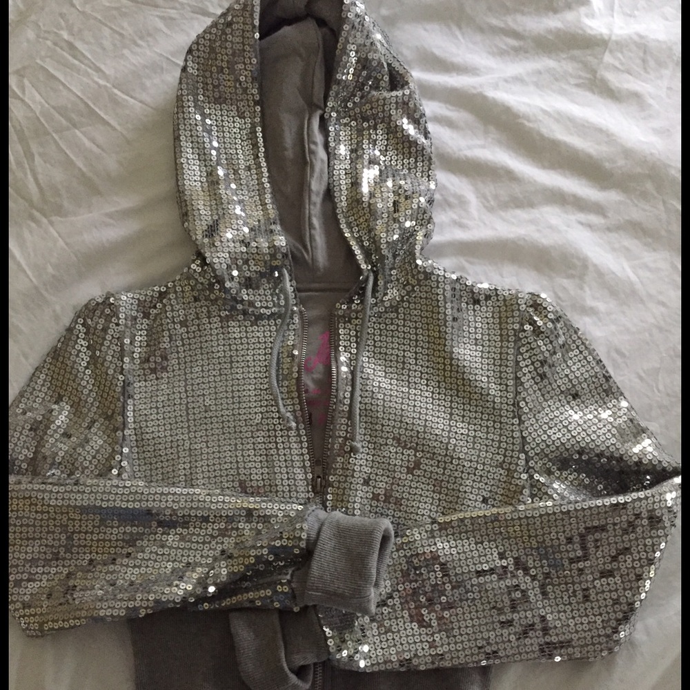 Free People cropped sequin bomber jacket