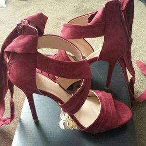 Charlotte Russe Wine color Suede Heels brand new