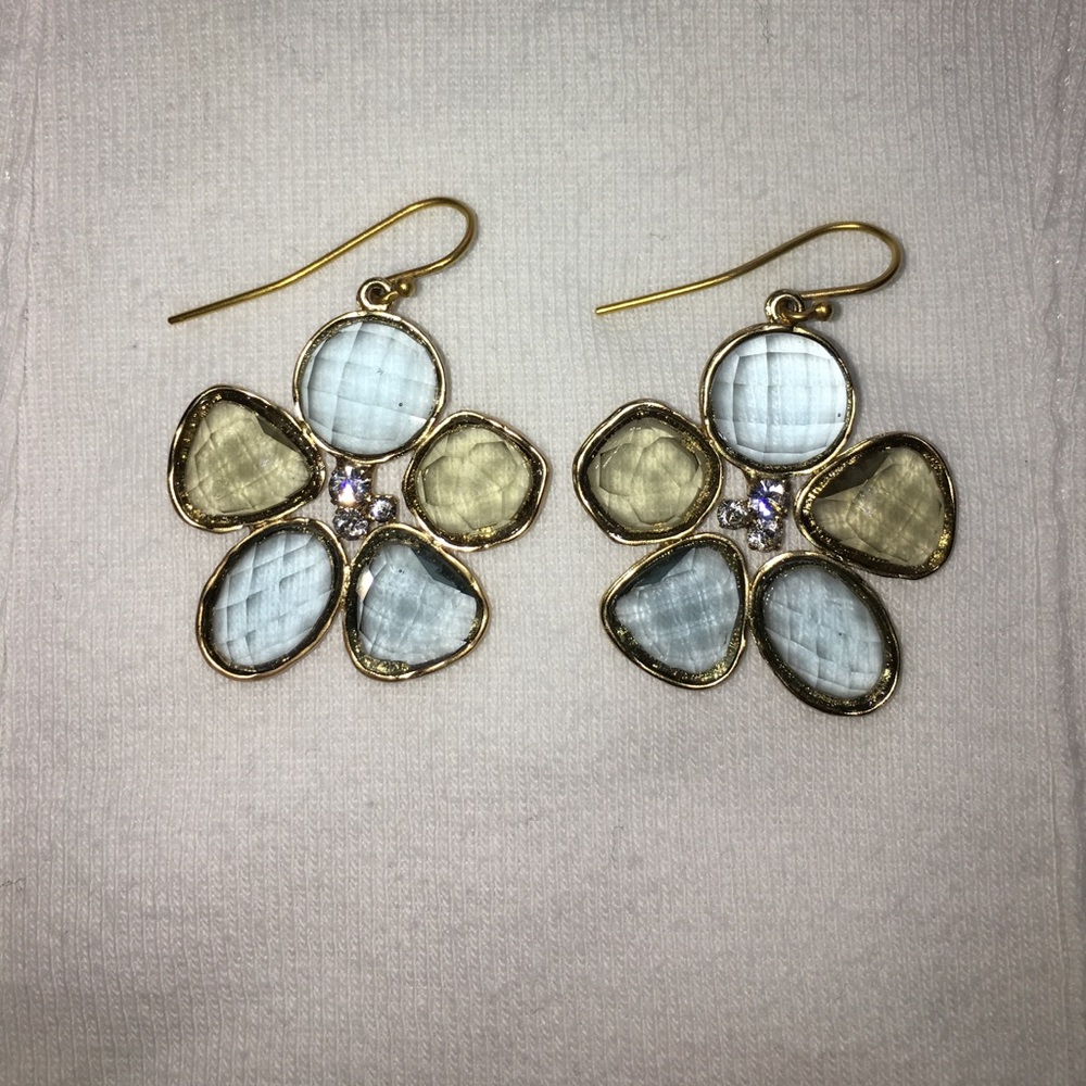 Anthropologie blue & grey flower earrings