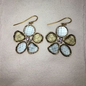 Anthropologie blue & grey flower earrings
