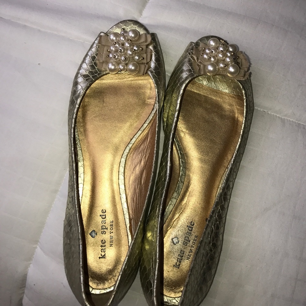 Kate Spade Gold Pearl Flats