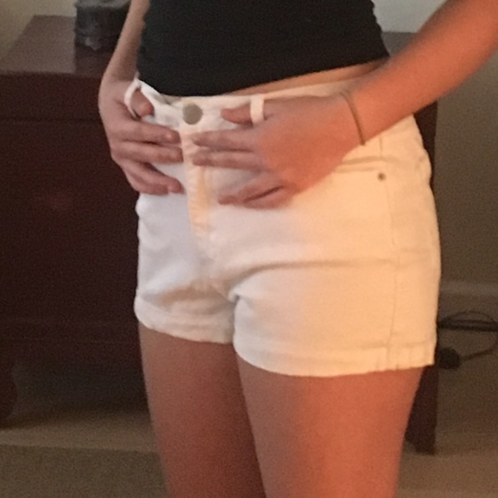 White jean shorts