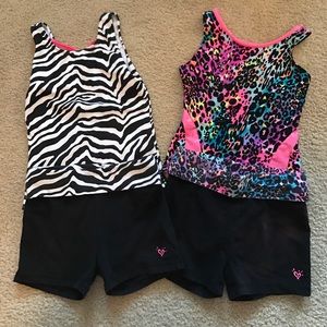 Set of 2 💗Justice 💗 leotards w/ matching shorts