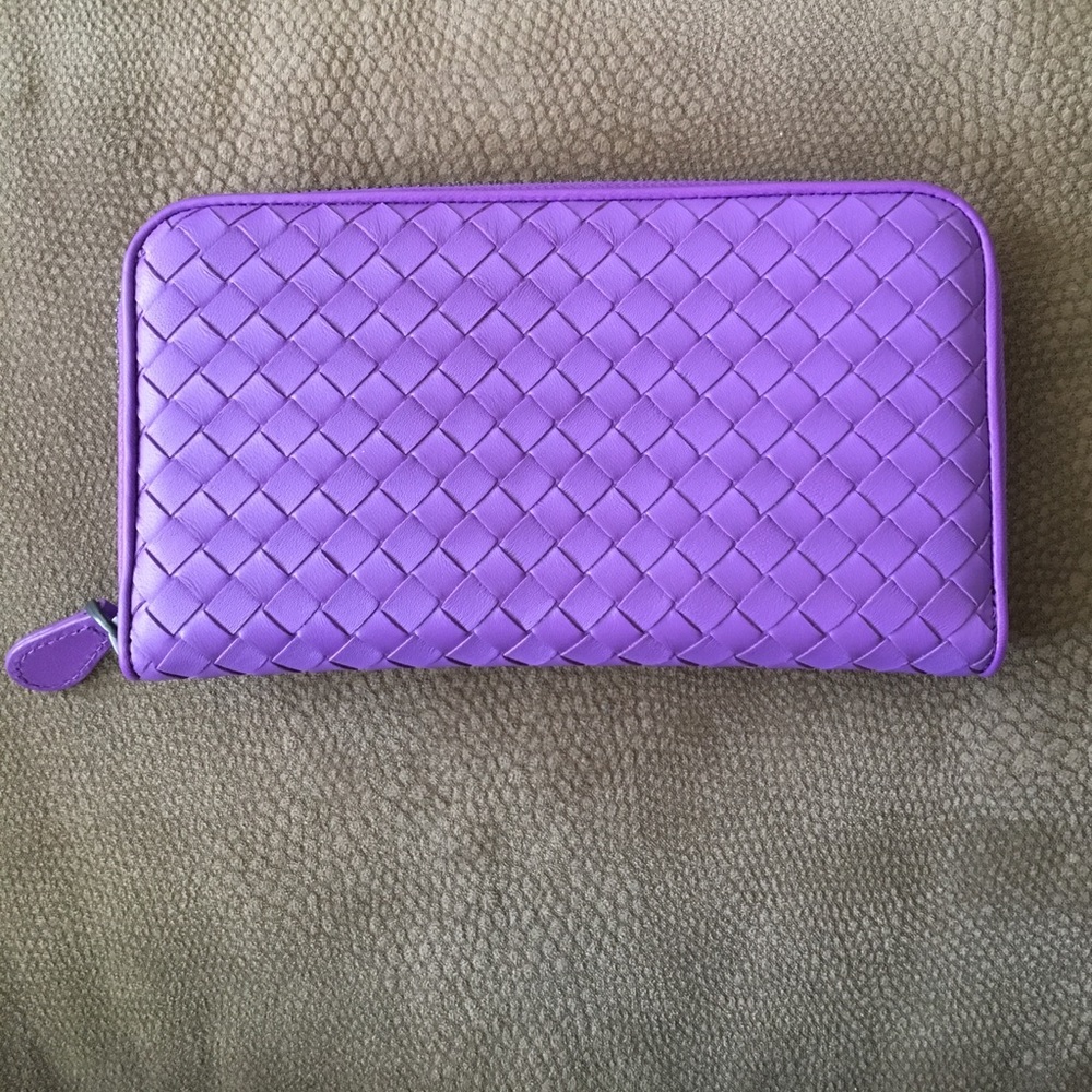Bottega Vaneta Purple Zip Around Wallet