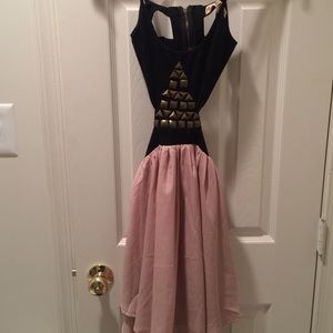 Reverse cut out, silk skirt dress