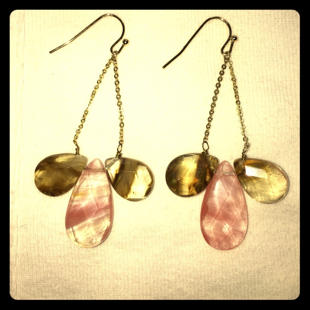 Anthropologie gold & rose drop earrings
