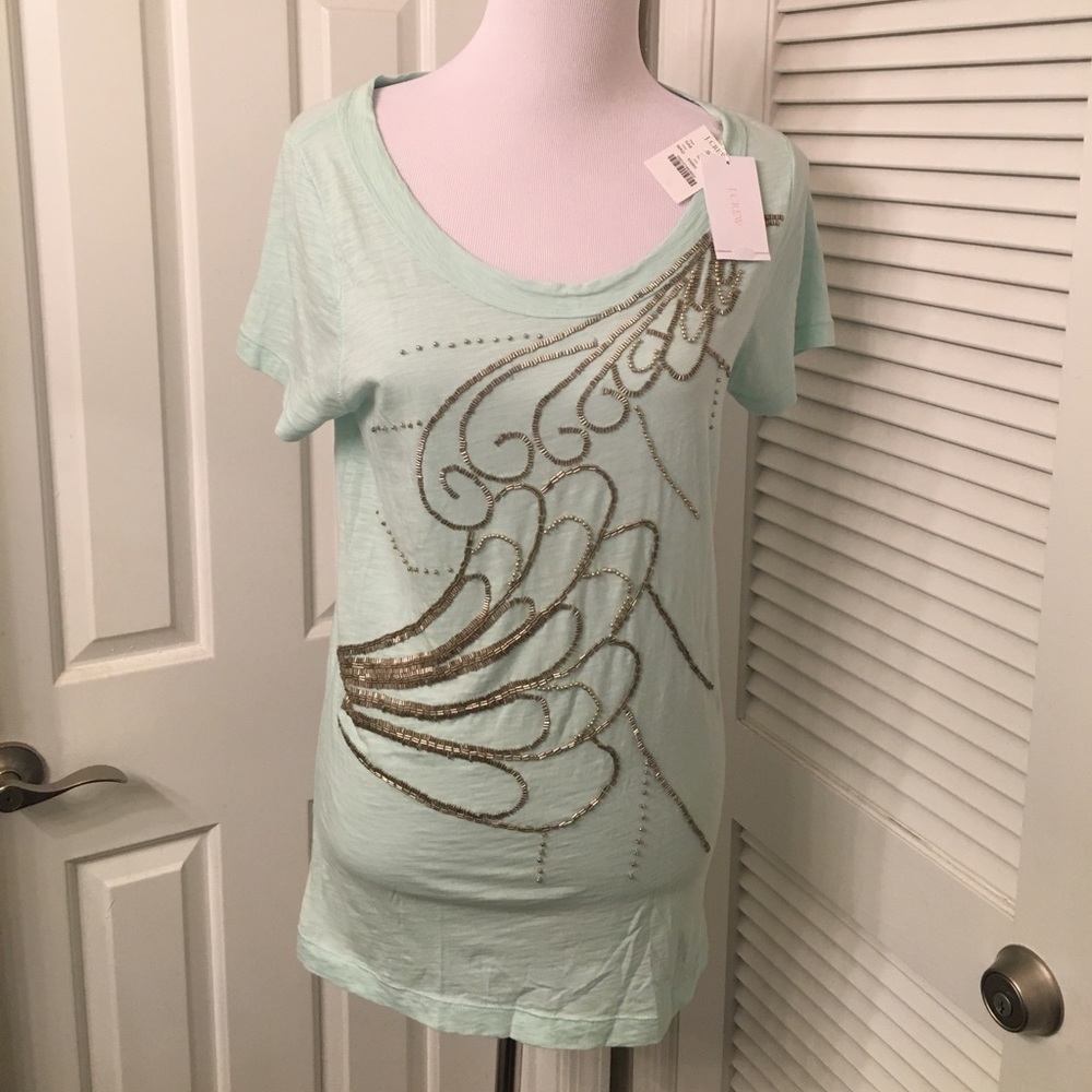 NWT J.Crew slub cotton beaded Florence Tee