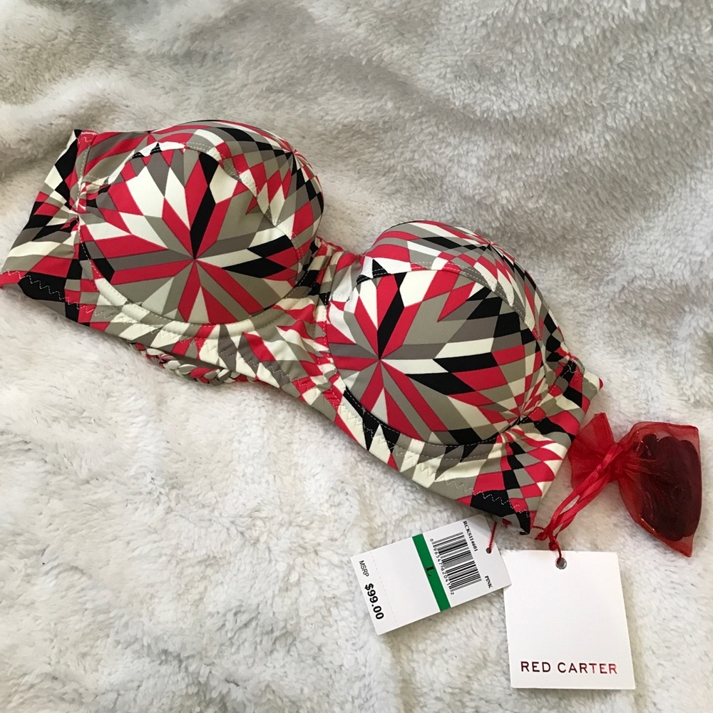 Red Carter Bandeau Swim Top