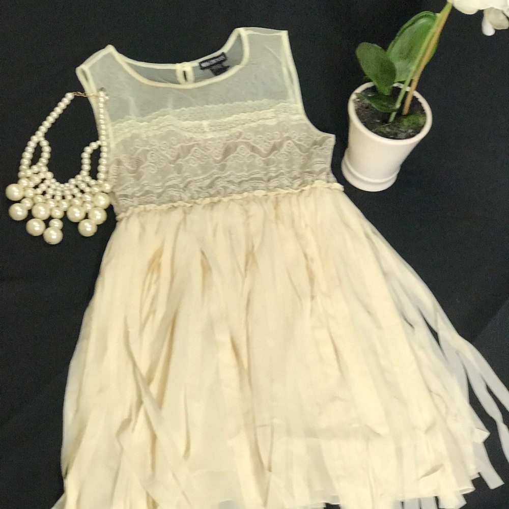 Miss Chievous cream lace fringe dress size L