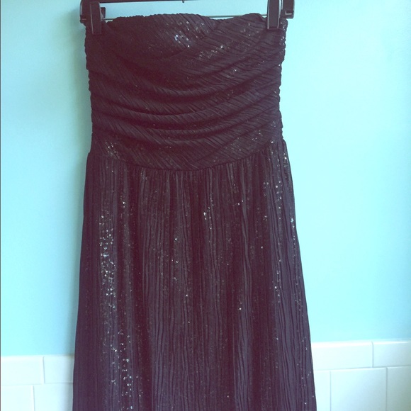 Strapless hi/low black dress size 8 - Picture 1 of 4