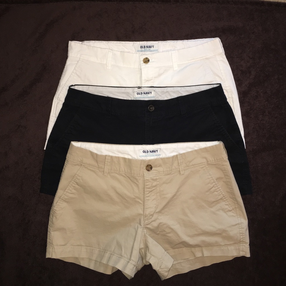 OLD NAVY Shorts 3 pairs White Black Khaki Size 8