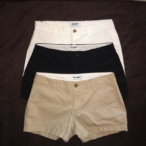 OLD NAVY Shorts 3 pairs White Black Khaki Size 8