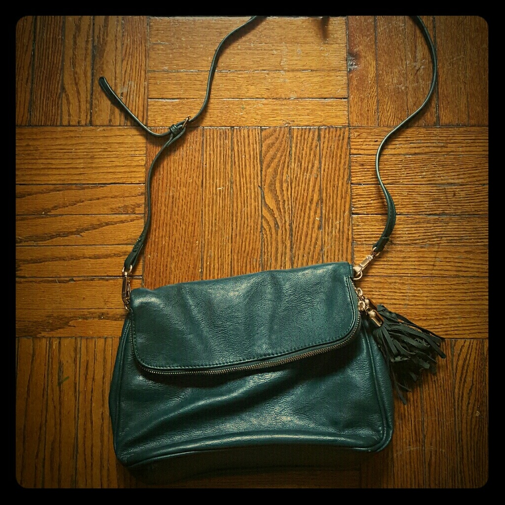 Green Faux Leather Crossbody Purse