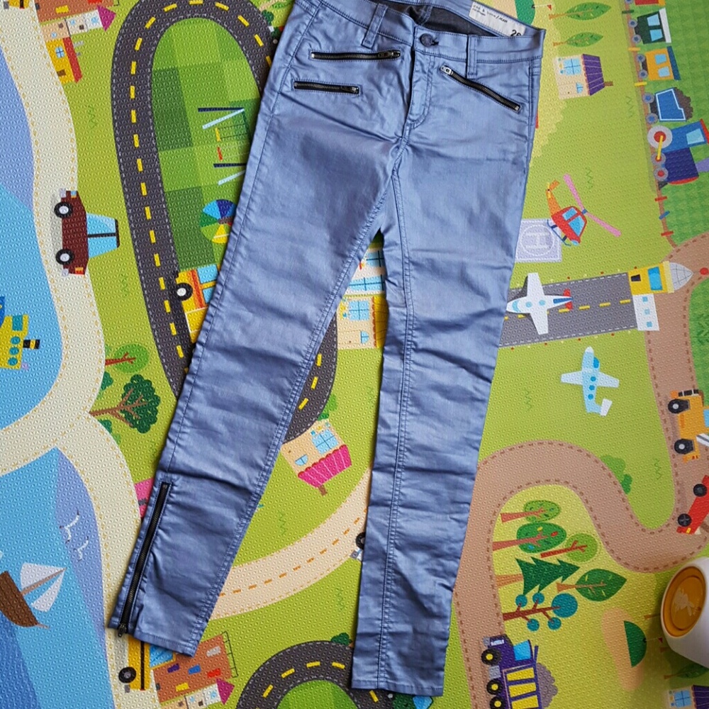 Rag & Bone metalic blue skinny jeans, size 26