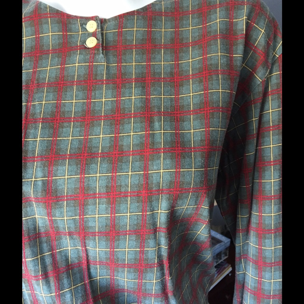 Plaid Long Sleeve Cotton Tee