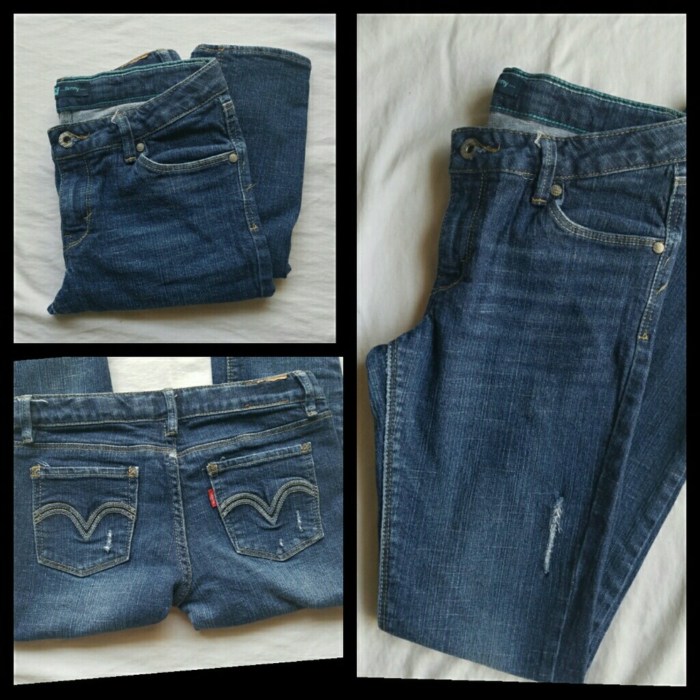 Girls Levis Distressed Skinny Jeans Sz 14 - Picture 2 of 2
