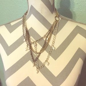 Stella & Dot silver and pearl necklace