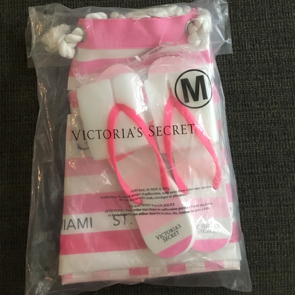 Victoria Secret Tote and Flip Flops