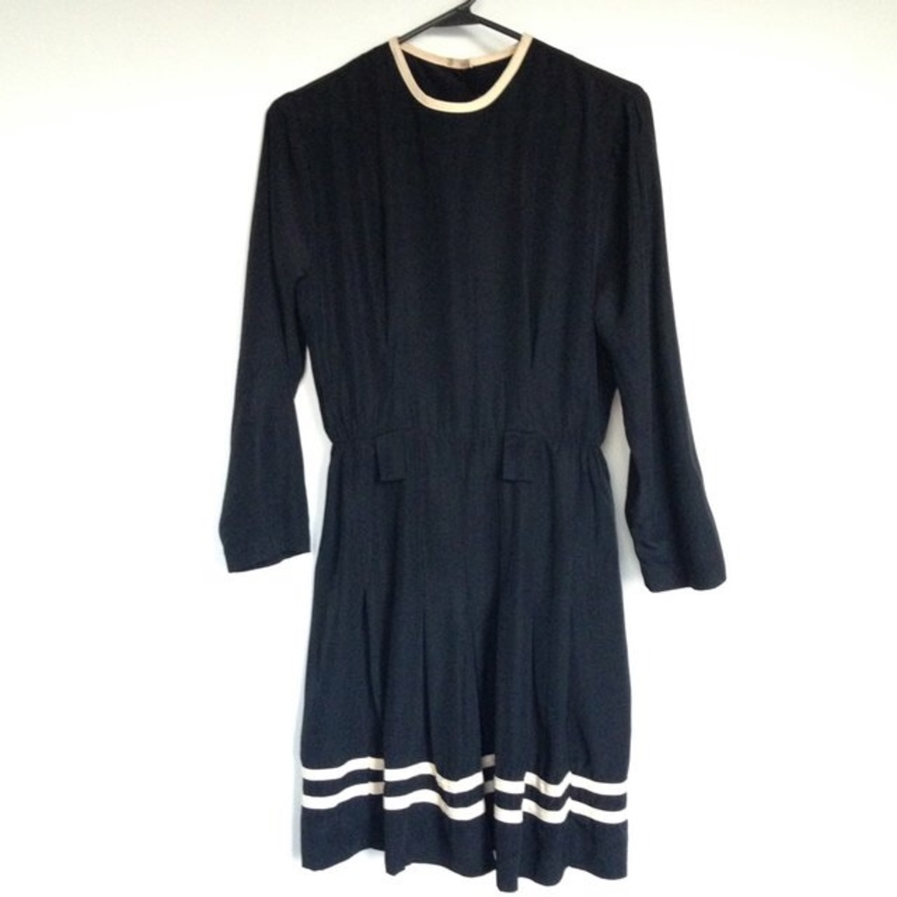 Vintage Sailor Dress with creme piping & trim