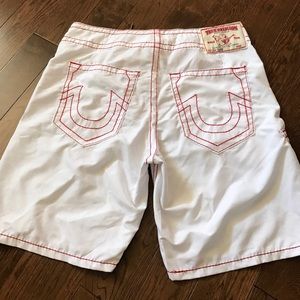 White True Religion men's swim trucks shorts