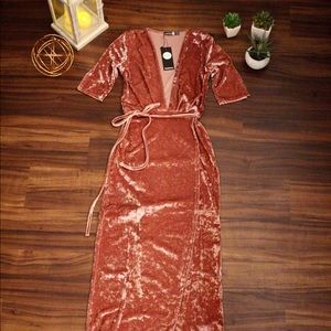 Velvet Wrap Maxi Dress