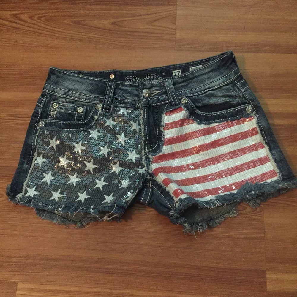 Miss me American flag sequin Shorts