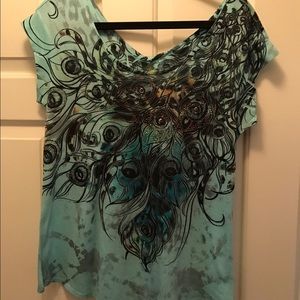 New Directions Peacock Pattern Top