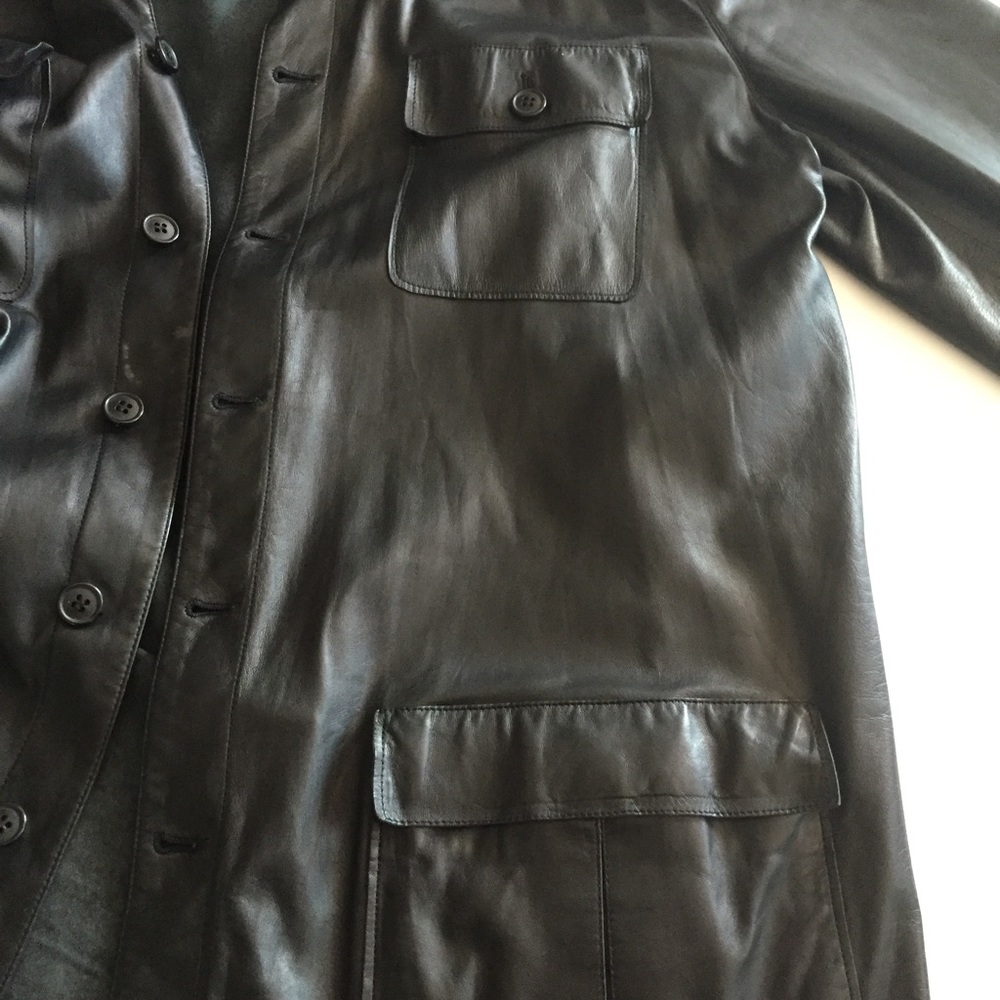 Black lamb skin lightweight leather shirt/ jacket