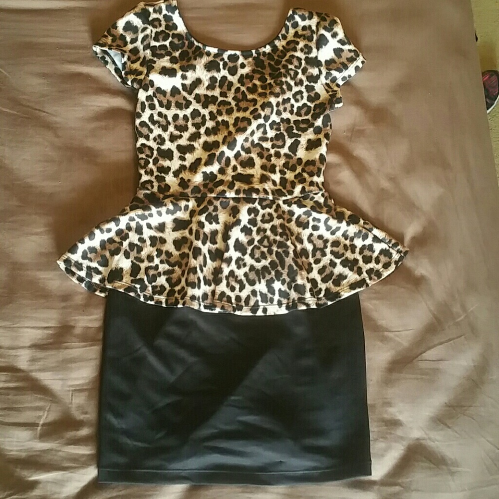 Leopard Print Peplum Dress
